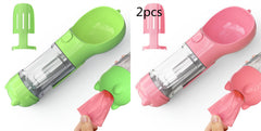 Portable 3-in-1 Pet Water Bottle with Feeder Bowl, Garbage Bag Storage - Ideal for Outdoor Travel